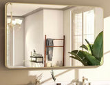30 in. W x 48.2 in. H Gold Rectangle Aluminum Frame Wall-Mounted Bathroom Mirror/Vanity Mirror