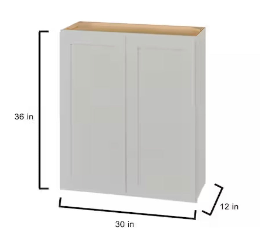 Avondale 30 in. W x 12 in. D x 36 in. H Ready to Assemble Plywood Shaker Wall Kitchen Cabinet in Dove Gray