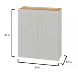 Avondale 30 in. W x 12 in. D x 36 in. H Ready to Assemble Plywood Shaker Wall Kitchen Cabinet in Dove Gray