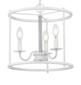 Somstreet 13.75 in. 3-Light Cottage White Cage Pendant Light with Bleached Oak Accents