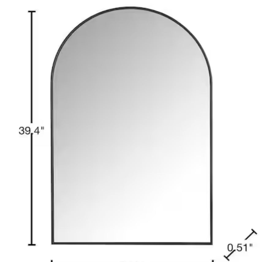 Large Arched Black Classic Accent Mirror (39 in. H x 26 in. W)