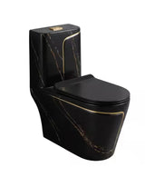 12 inch Rough In 1.8 gal. Dual Flush GPF Elongated 1-Piece Toilet in Black Seat Included