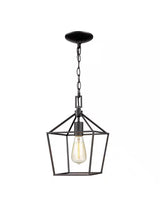 Weyburn 1-Light Bronze Farmhouse Mini Pendant Light Fixture with Caged Metal Shade