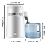 Water Distiller 750 Watt Purifier Filter 1.1 Gal. Fully Upgraded Distilling Pure Water Machine with Handle, White