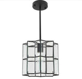 Octavia 1-Light Matte Black Geometric Pendant Light with 8-Point Glass Shade