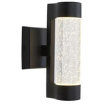 Ansel 11.3 in. Black Modern Bubble Glass Integrated LED Hardwired Garage and Porch Outdoor Wall Light Cylinder Sconce