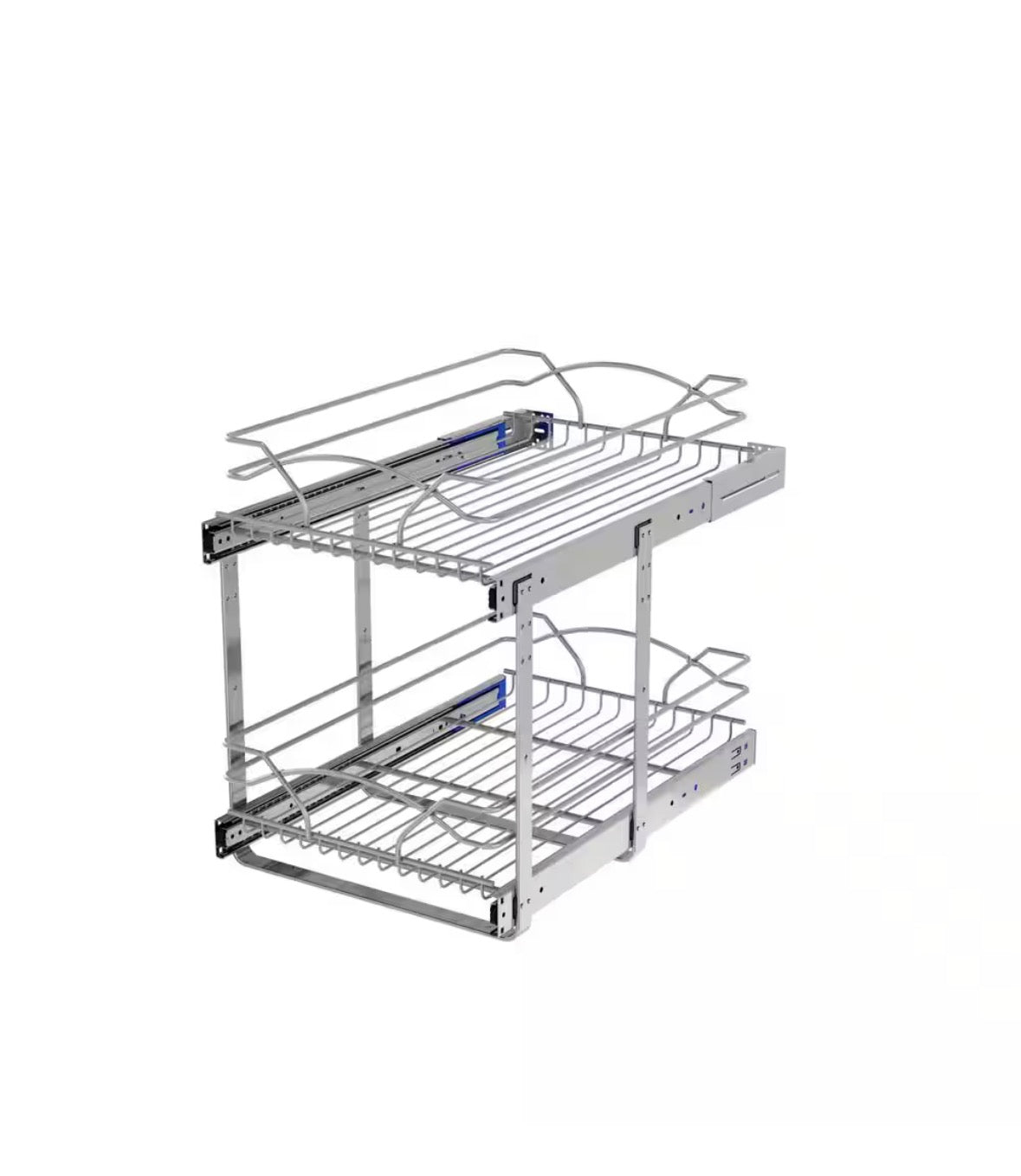 Chrome Steel 15 in. 2-Tier Pullout Basket with Soft-Close