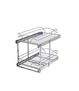 Chrome Steel 15 in. 2-Tier Pullout Basket with Soft-Close