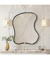 20 in. W x 24 in. H Irregular Black Aluminum Alloy Framed Asymmetrical Wall Mirror