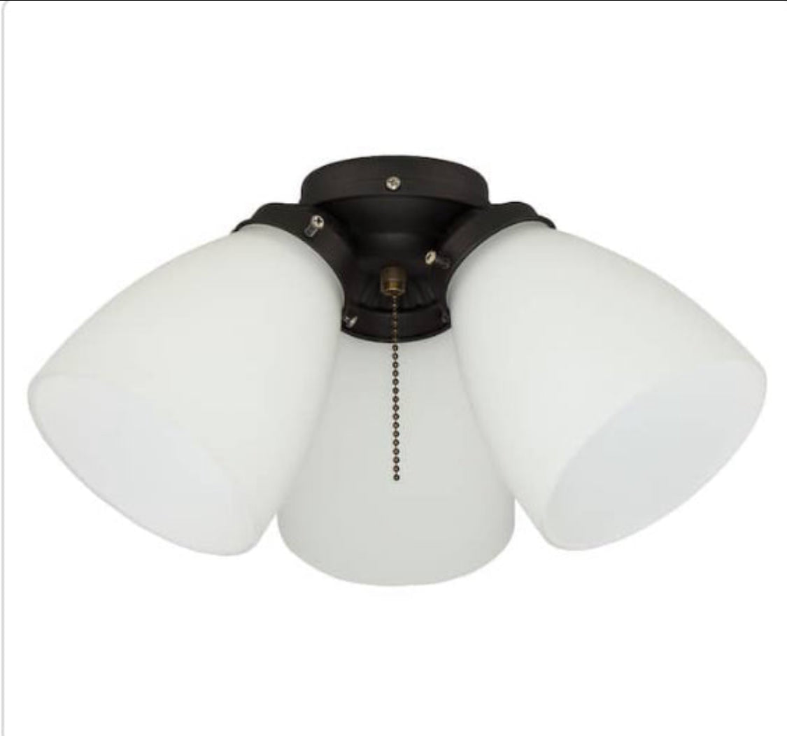 3-Light Oil Rubbed Bronze Ceiling Fan Shades LED Light Kit