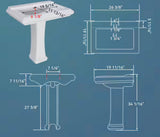 26 in. White Vitreous China Rectangular Pedestal Combo Bathroom Sink in White with 4 in. Centerset Faucet Holes