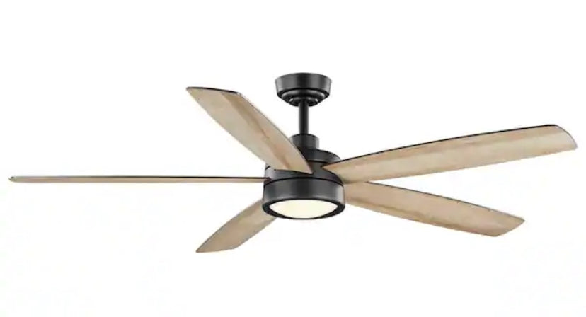 Driskol 60 in. White Color Changing LED Matte Black Smart Ceiling Fan with Light Kit and Remote Powered by Hubspace