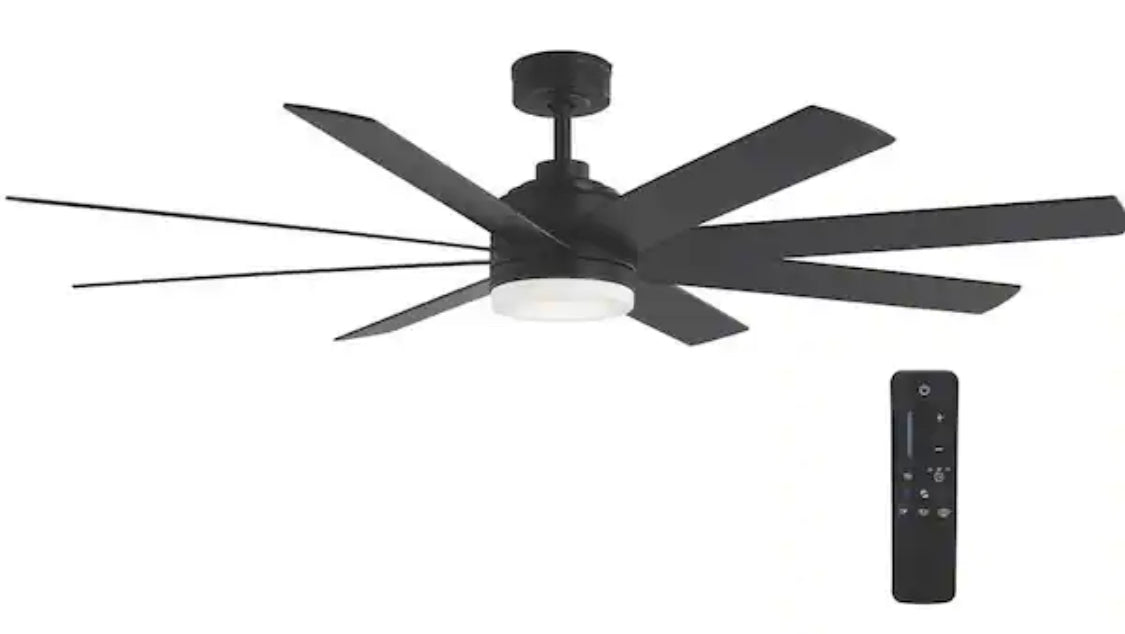 Celene II 62 in. Indoor/Outdoor Matte Black DC Motor Ceiling Fan with Adjustable White Integrated LED w/ Remote Included