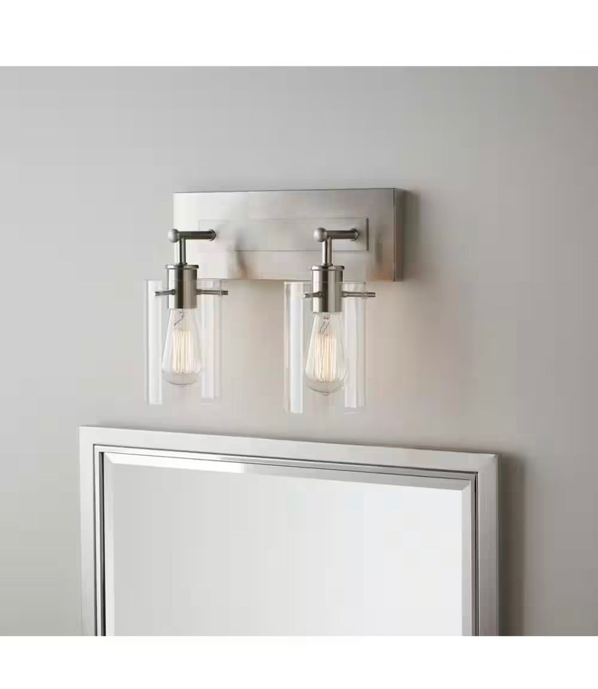 Regan 12.75 in. 2-Light Brushed Nickel Vanity Light with Clear Glass Shades