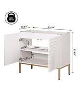 Rowan 36 in. W x 18 in. D x 33 in. H Geometric Modern Transitional 2-Shelf Bath Vanity Cabinet without Top in White/Gold