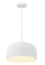 Arriccio 14 in. 1-Light White Plaster Round Shaded Pendant Light