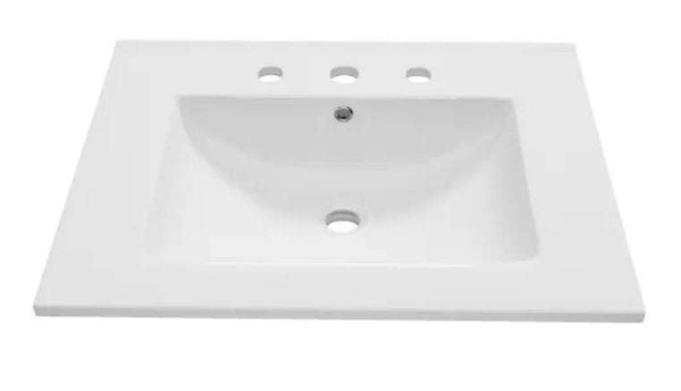 Tucson 24 in. W x 18 in. D Vitreous China Vanity Top in White with 3-Faucet Holes (8 in. Widespread)