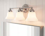 Ashhurst 3-Light Brushed Nickel Classic Traditional Bathroom Vanity Light with Frosted Glass Shades