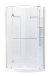Glamour 32 in. x 76.40 in. Corner Shower Door in Satin Nickel
