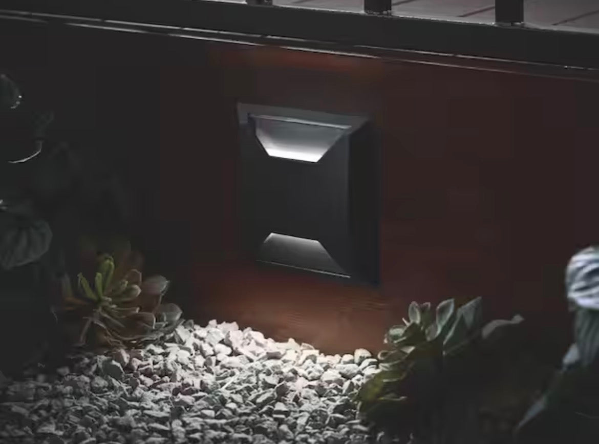 150 Lumen Low Voltage Black Hardwired Integrated LED Square Outdoor InGround Stair Light