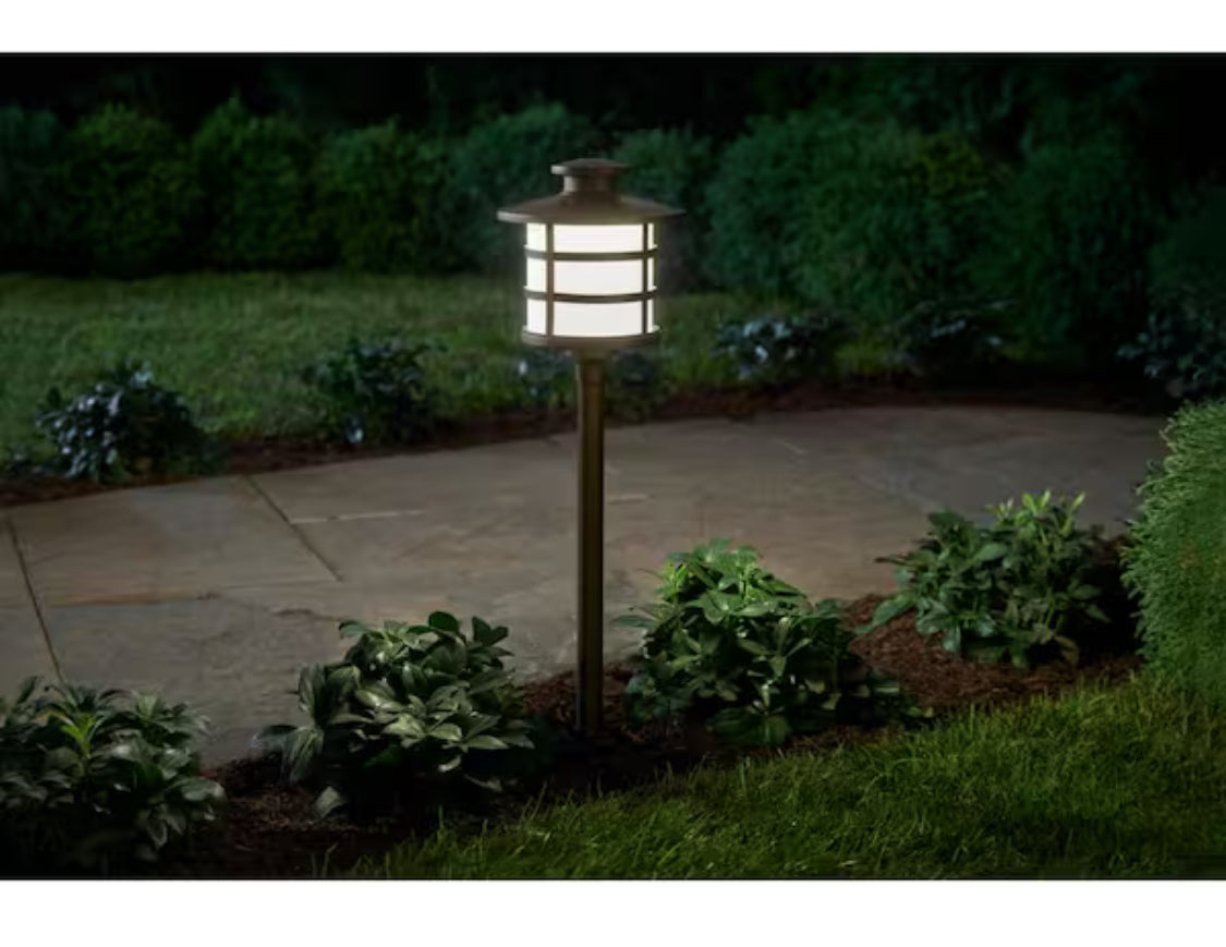 3-Watt Equivalent Low Voltage Brass LED Outdoor Landscape Path Light with Waterproof Coating (1-Pack)