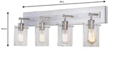 Regan 29.13 in. 4-Light Brushed Nickel Bathroom Vanity Light with Clear Glass Shades