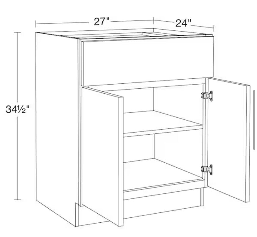 27 in. W x 24 in. D x 34.5 in. H Ready to Assemble Plywood Shaker Base Kitchen Cabinet in Dove Gray