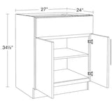 27 in. W x 24 in. D x 34.5 in. H Ready to Assemble Plywood Shaker Base Kitchen Cabinet in Dove Gray