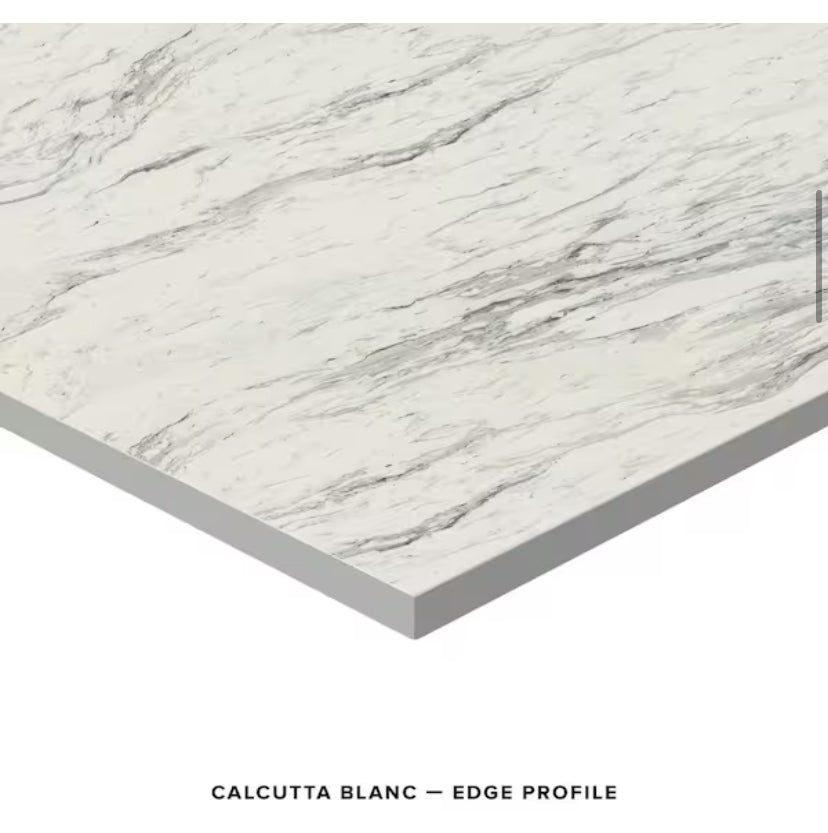 6 ft. L x 25 in. D Engineered Composite Countertop in Calcutta Blanc with Satin Finish