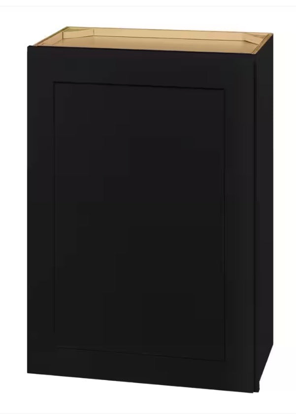 Avondale 21 in. W x 12 in. D x 42 in. H Ready to Assemble Plywood Shaker Wall Kitchen Cabinet in Raven Black