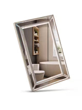 24 in. x 30 in. Champagne Silver Metro Beaded Glass Framed Vanity Mirror