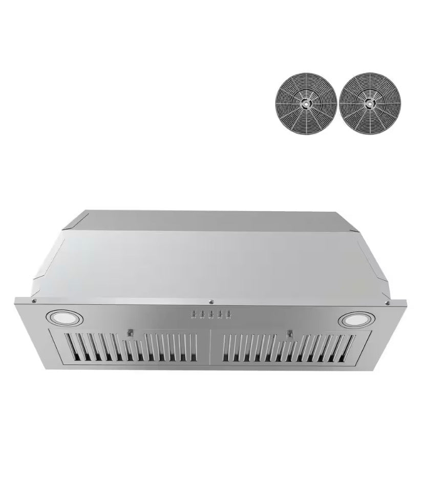 30 in. 343 CFM Built-in Insert Kitchen Vent Ducted/Ductless Convertible Range Hood in Stainless Steel with Carbon Filter