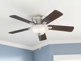Hawkins III 44 in. LED Indoor Brushed Nickel Flush Mount Ceiling Fan with Light