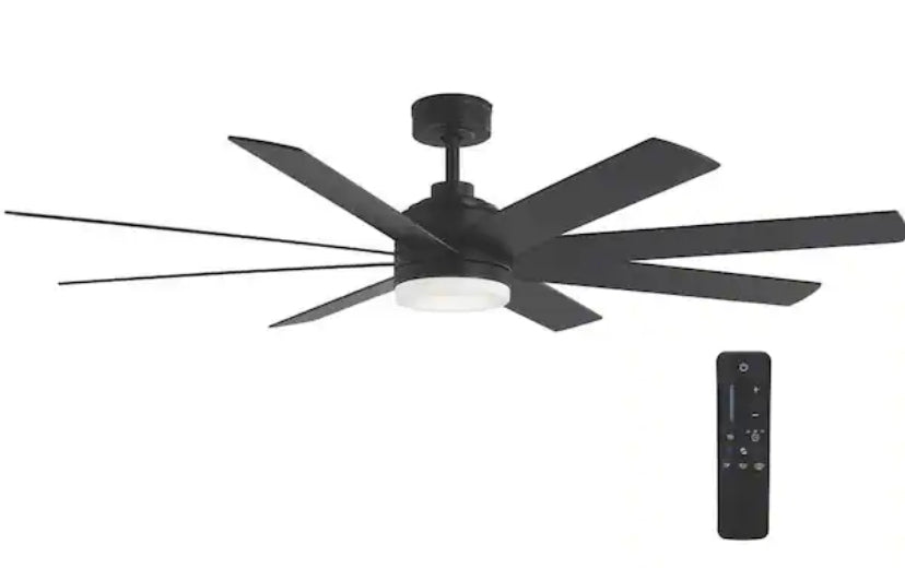 Celene II 62 in. Indoor/Outdoor Matte Black DC Motor Ceiling Fan with Adjustable White Integrated LED w/ Remote Included