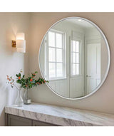 36 in. W x 36 in. H Silver Vanity Round Wall Mirror Aluminum Alloy Frame Bathroom Mirror