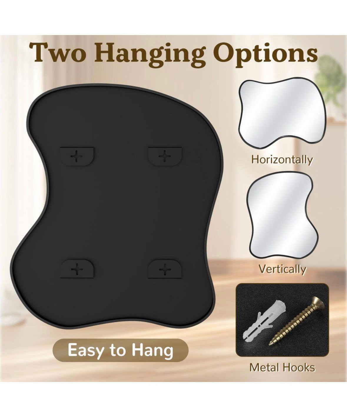 20 in. W x 24 in. H Irregular Black Aluminum Alloy Framed Asymmetrical Wall Mirror