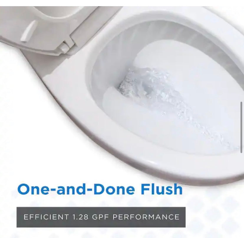 Maxwell Choice 12 in. Rough-in 2-Piece 1.28 GPF Single Flush Elongated Chair Height Toilet in White with Soft Close Seat