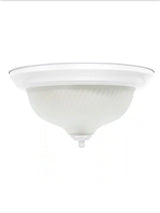 11 in. 2-Light White Flush Mount with Frosted Swirl Glass Shade