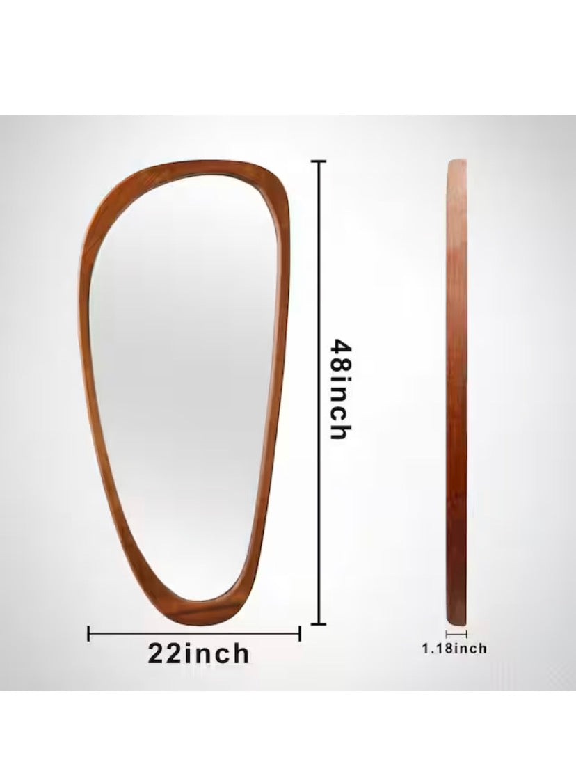 22 in. W x 48.1 in. H Irregular Brown Natural Solid Wood Frame Decorative Mirror