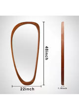 22 in. W x 48.1 in. H Irregular Brown Natural Solid Wood Frame Decorative Mirror