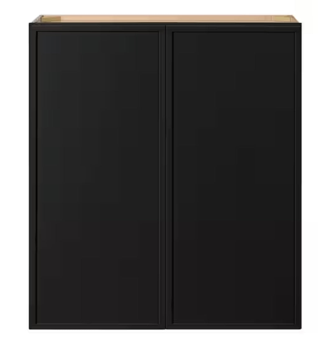 Leyton 36 in. W x 12 in. D x 42 in. H Ready to Assemble Plywood Slim Shaker Wall Kitchen Cabinet in Raven Black