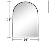 26 in. W x 38 in. H Arched Mirror for Bathroom Entryway Wall Decor Metal Frame Wall Mounted Mirror in Black 2-Pieces