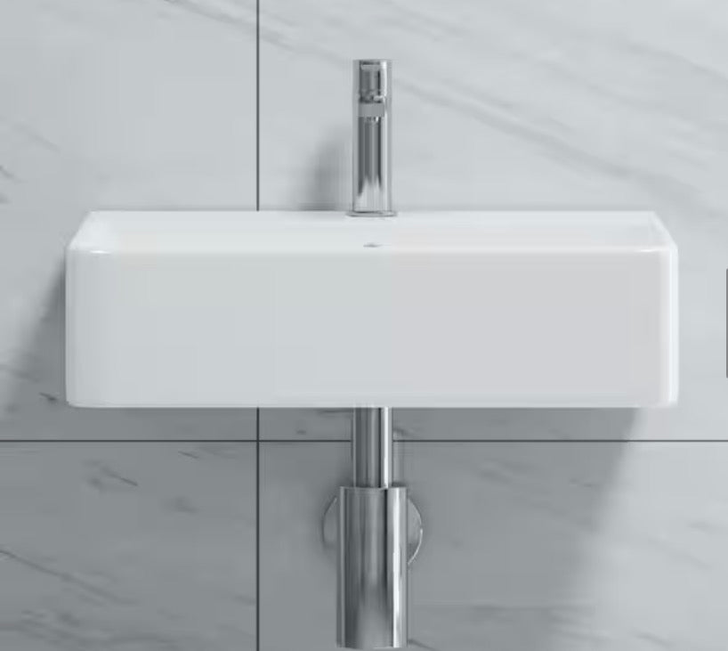 Turner Vitreous China 20 in. W x 16 in. D x 5 in. H Wall-Mount/Vessel Sink with Faucet Hole and Overflow in White