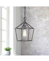 Weyburn 1-Light Bronze Farmhouse Mini Pendant Light Fixture with Caged Metal Shade