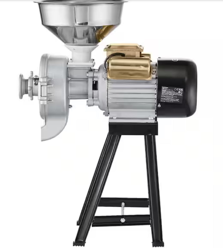 3000-Watt Electric Grain Mill Grinder, Commercial Spice and Corn Grinder, Stainless Steel Pulverizer
