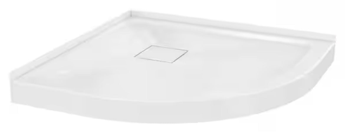 DT-2212-85 32 in. x 32 in. Round Corner PP Shower Pan Base in Glossy White with Center Drain, Drain Included