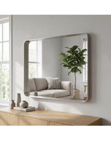 Modern Silver 36 in. W x 40 in. H Rounded Rectangle Aluminum Alloy Framed Vanity Wall Mirror