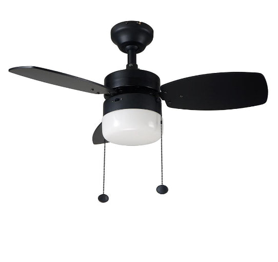Triplicity 30 in. Indoor LED Matte Black Ceiling Fan with Light