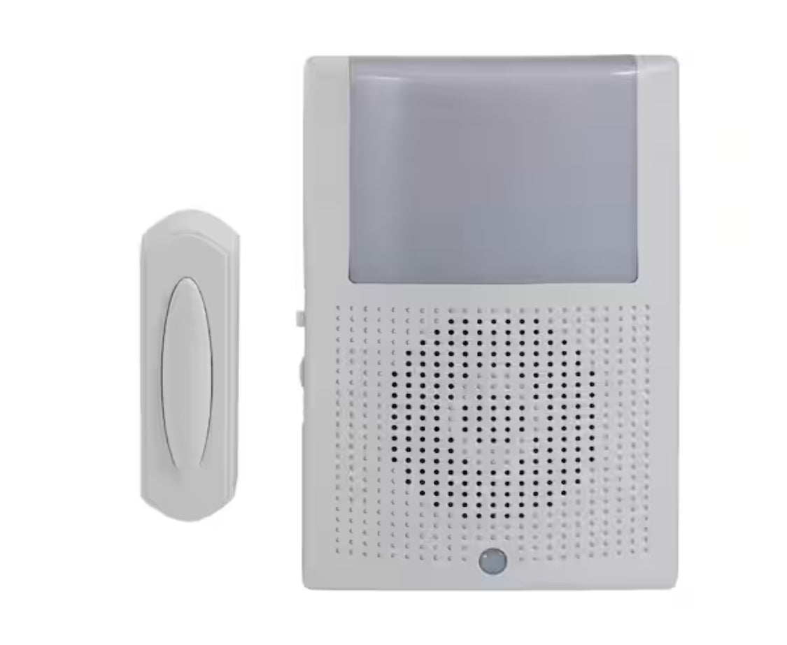 Wireless Plug-In Doorbell Kit with LED Night Light and Wireless Push Button, White