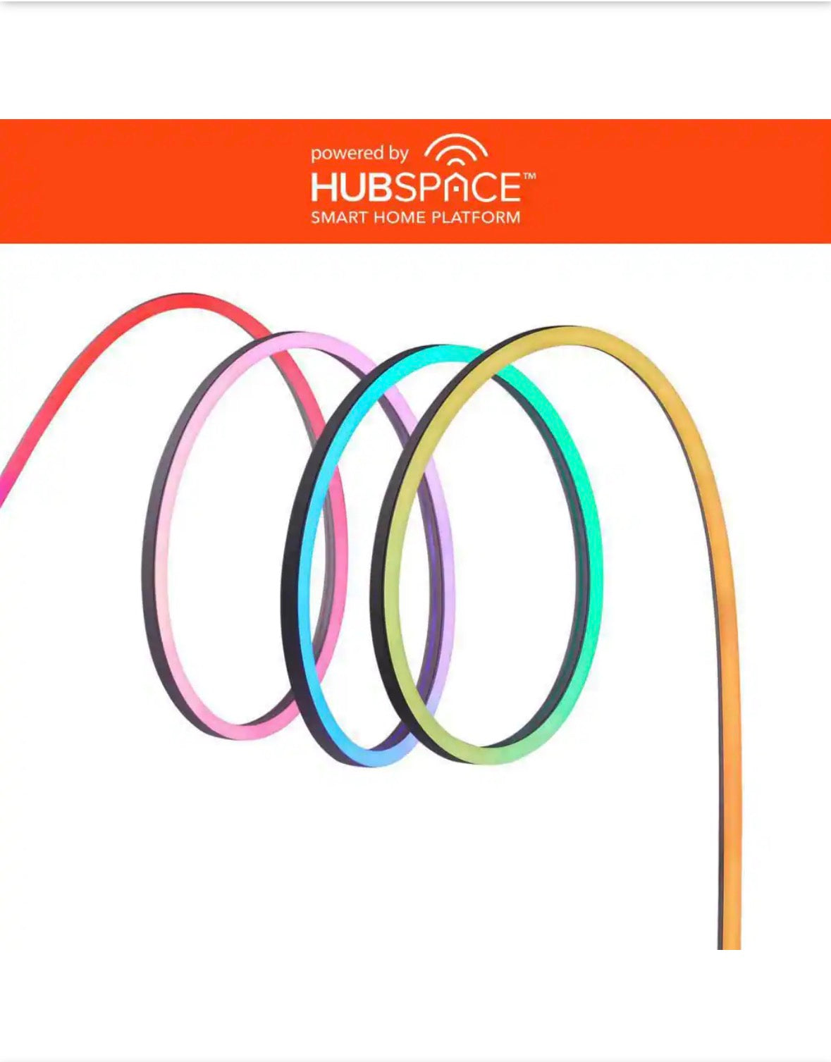 Smart 1000 Lumen 16 ft. White 120V Plug-in/12V Neon Flex LED RGB Outdoor Rope Light Powered by Hubspace (1-Pack)